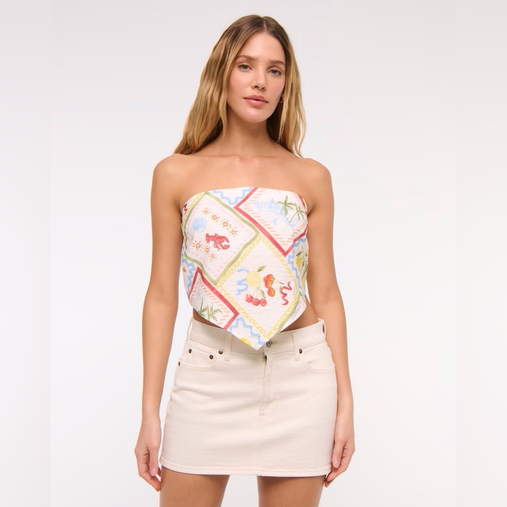 Abercrombie and Fitch Bra-Free Strapless Scarf Tube Top with add on straps